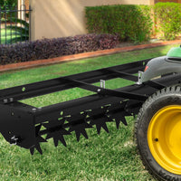 Garvee 32" Tow Behind Spike Aerator, Commercial Grade Heavy Duty Lawn Soil Aerator with Steel Spikes for Compacted Clay, Yard, Farm, Pasture,Black