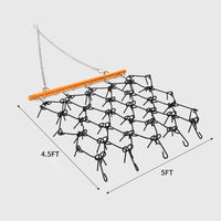 Garvee Heavy Duty 5x4.5FT Drag Harrow - 3/8" Thick Steel Mesh with Reinforced Tines, ATV/UTV Tow Behind Harrow for Leveling & Grading Soil, Arena, Pasture Black+Orange