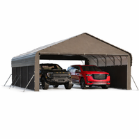 Garvee 20'x20'x10' Enclosed Metal Carport for 2 Cars, Heavy Duty Steel Frame for All Weather, Permanent Shelter for Boats, Full-Sized Pickup Trucks, and Tractors