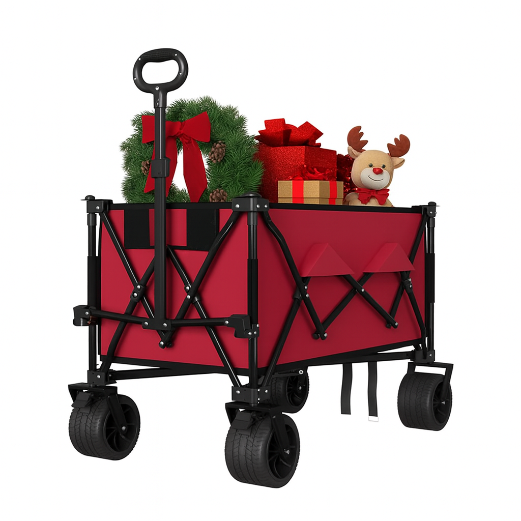 Garvee Collapsible Wagon Cart with Wheels - Heavy Duty Steel Frame, All-Terrain Mobility, 600D Oxford Fabric, Foldable Utility Wagon, Beach & Camping Use