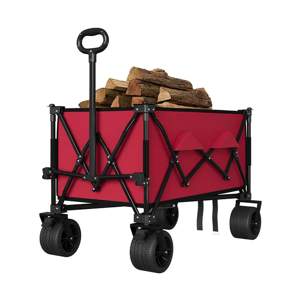 Garvee Collapsible Wagon Cart with Wheels - Heavy Duty Steel Frame, All-Terrain Mobility, 600D Oxford Fabric, Foldable Utility Wagon, Beach & Camping Use