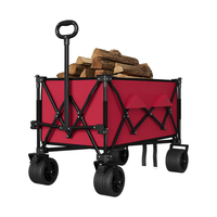 Garvee Collapsible Wagon Cart with Wheels - Heavy Duty Steel Frame, All-Terrain Mobility, 600D Oxford Fabric, Foldable Utility Wagon, Beach & Camping Use