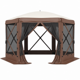 Garvee 13×13 ft Pop-Up Screen Tent with 6 Removable Wind Panels, Mesh Gazebo Canopy for Camping, Backyard & Patio, Khaki - Beige & Khaki
