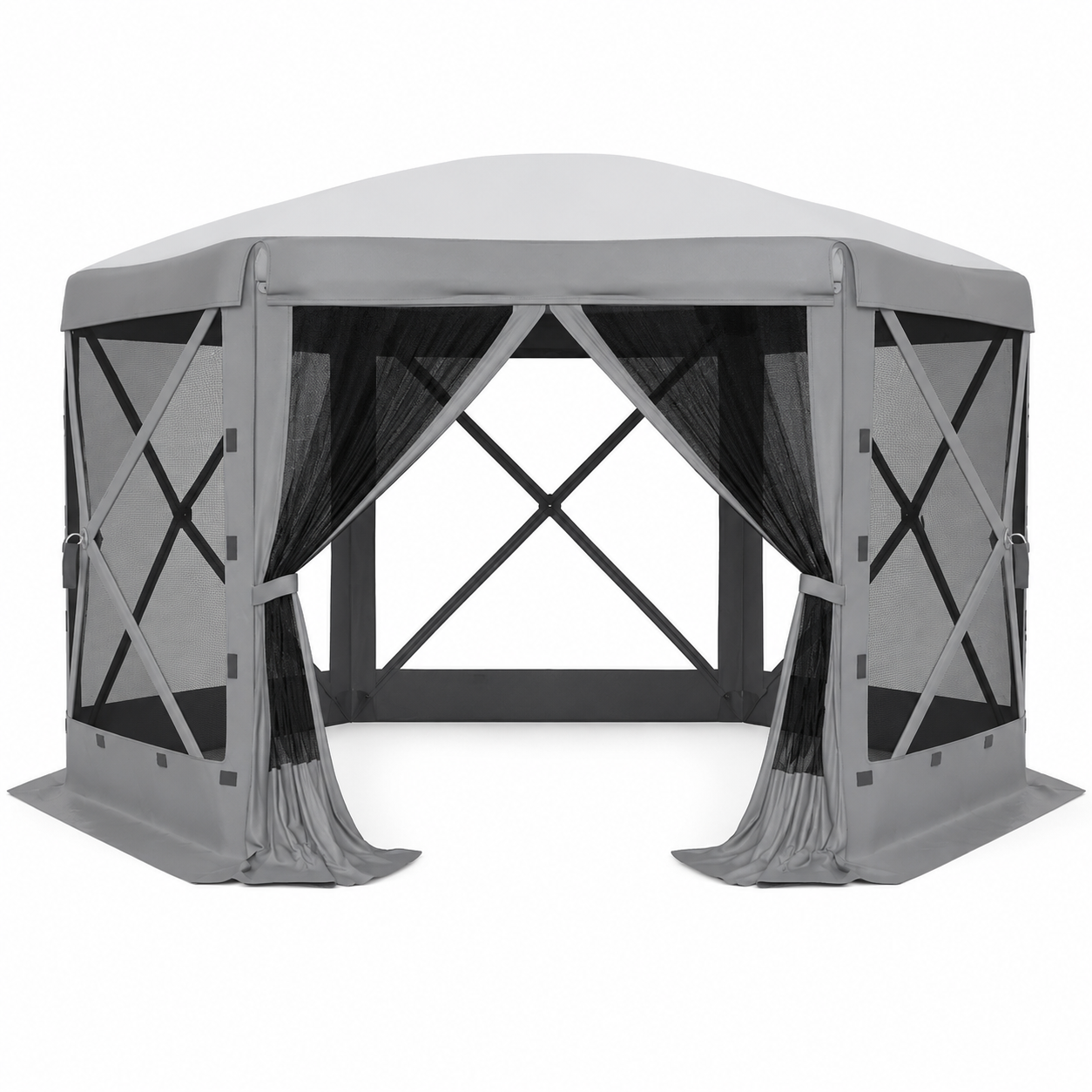 Garvee 13 × 13 ft Screen Tent, Instant Pop-Up Outdoor Canopy with 6 Removable Wind Panels, Mesh Walls & Carry Bag for Camping, Backyard and Patio, Grey