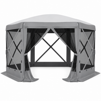 Garvee 13 × 13 ft Screen Tent, Instant Pop-Up Outdoor Canopy with 6 Removable Wind Panels, Mesh Walls & Carry Bag for Camping, Backyard and Patio, Grey