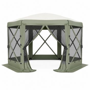 Garvee 13×13 ft Screen Tent with 6 Wind Panels, Instant Pop-Up Canopy with Mesh Walls, UPF50+ Shelter for Camping & Backyard, Army Green