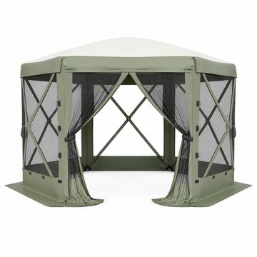 Garvee 13×13 ft Screen Tent with 6 Wind Panels, Instant Pop-Up Canopy with Mesh Walls, UPF50+ Shelter for Camping & Backyard, Army Green
