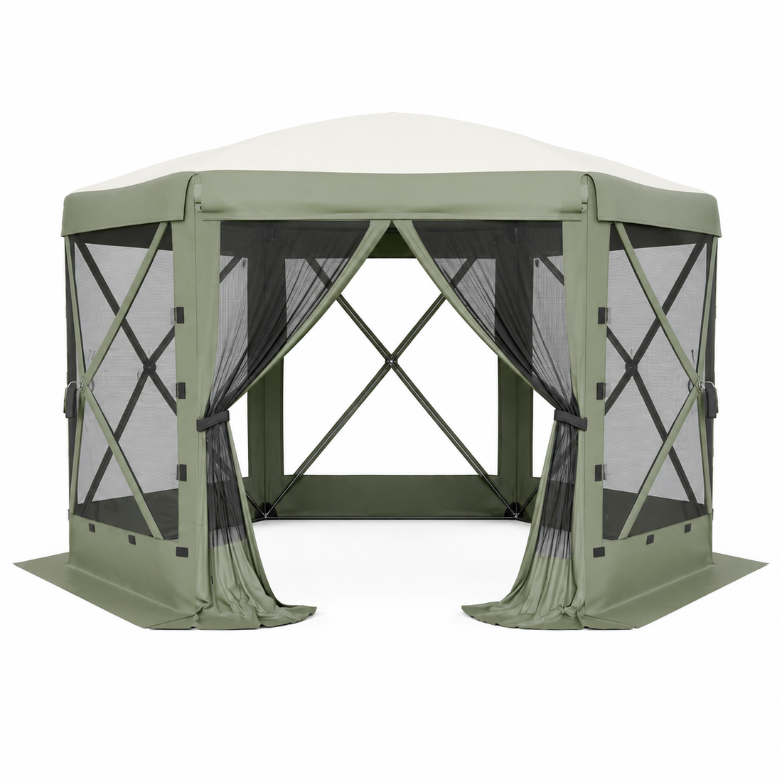 Garvee 13×13 ft Screen Tent with 6 Wind Panels, Instant Pop-Up Canopy with Mesh Walls, UPF50+ Shelter for Camping & Backyard, Army Green