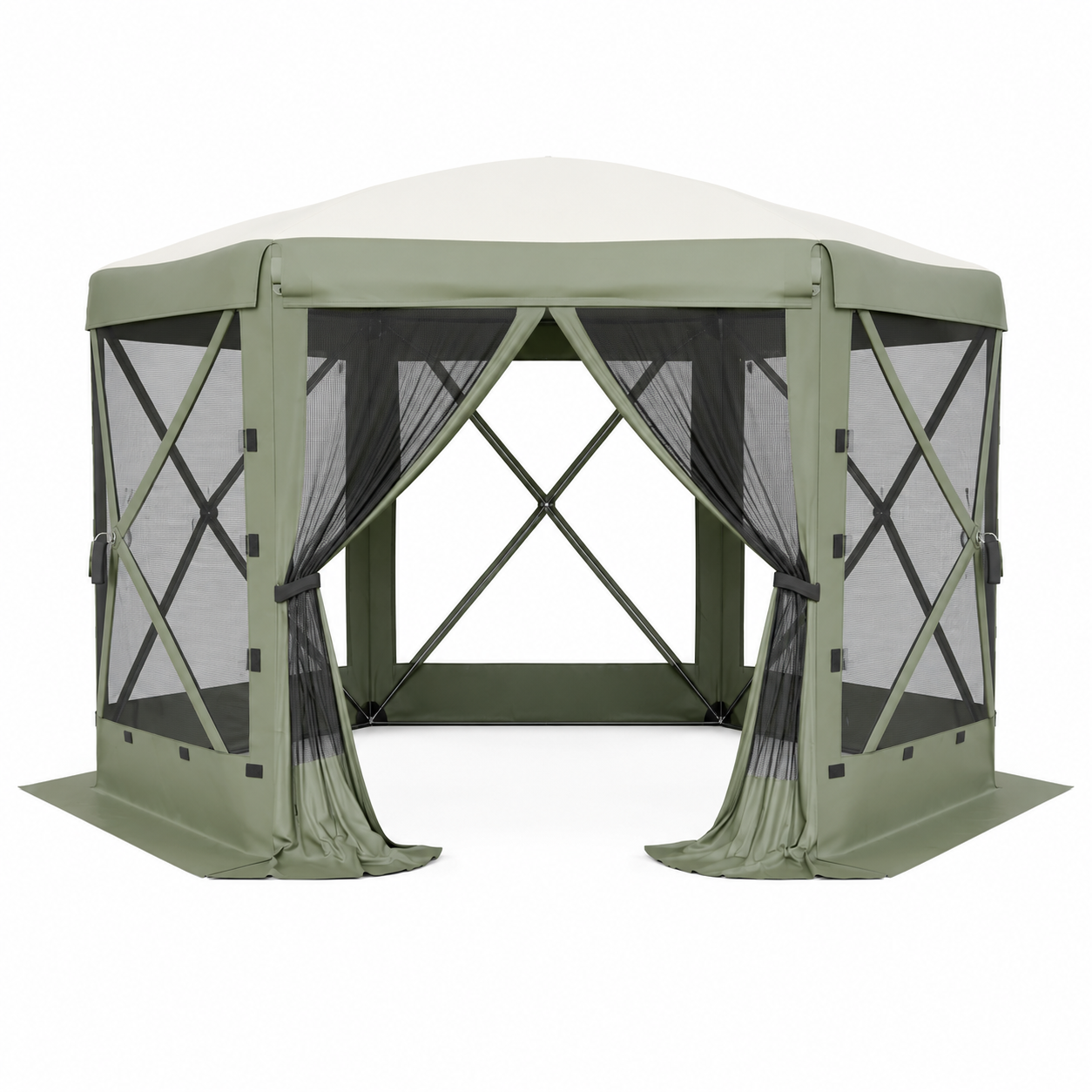Garvee 13×13 ft Screen Tent with 6 Wind Panels, Instant Pop-Up Canopy with Mesh Walls, UPF50+ Shelter for Camping & Backyard, Army Green