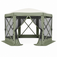 Garvee 13×13 ft Screen Tent with 6 Wind Panels, Instant Pop-Up Canopy with Mesh Walls, UPF50+ Shelter for Camping & Backyard, Army Green