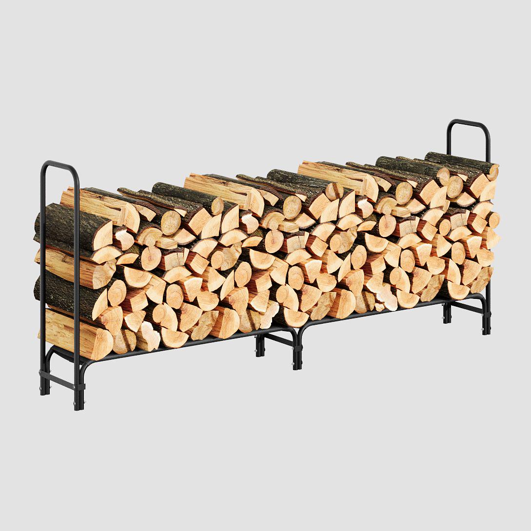 Garvee 8Ft Firewood Rack Stand Heavy Duty Tubular Steel Elevated Design with Fabric Mesh Outdoor Indoor Fireplace Wood Storage Deck Patio