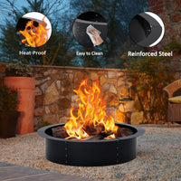 Garvee 48-Inch Smokeless Fire Pit Ring, Easy Install Iron Panels, Rust-Proof Painted Steel, Freestanding or In-Ground Use, Outdoor Camping