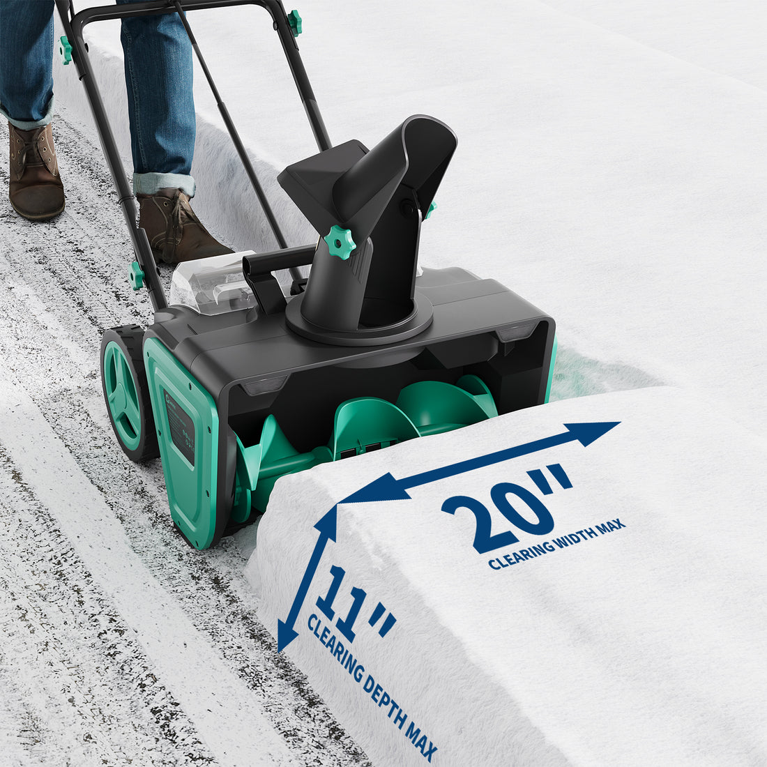 Garvee 20" Cordless Electric Snow Blower- 40V 4.0Ah Battery Powerful Motor 19.6FT Throw Distance Lightweight Maneuverable for Driveways Patios Sidewalks