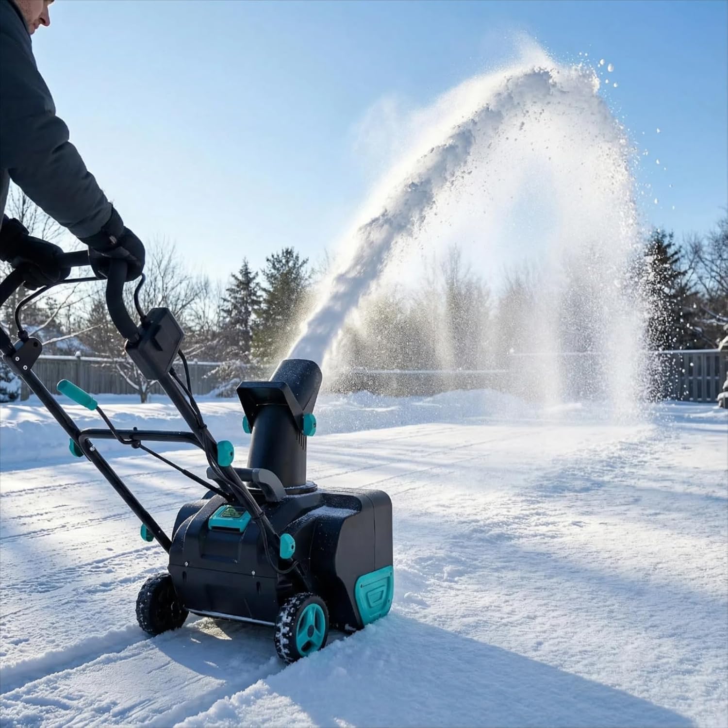 Garvee 20" Cordless Electric Snow Blower- 40V 4.0Ah Battery Powerful Motor 19.6FT Throw Distance Lightweight Maneuverable for Driveways Patios Sidewalks