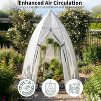 Garvee Mini Hexagonal Greenhouse 54"x54"x71", Portable Walk-In Greenhouse with PE Cover, Roll-Up Door & Mesh Window, Steel Frame for Garden Patio