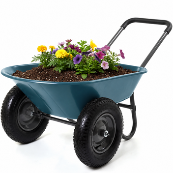 Garvee 2-Wheel Garden Wheelbarrow Cart with Built-In Stand, Utility Wagon for Yard Work, Planting & Outdoor Transport, Army Green