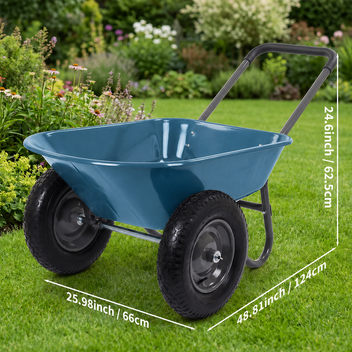 Garvee 2-Wheel Garden Wheelbarrow Cart with Built-In Stand, Utility Wagon for Yard Work, Planting & Outdoor Transport, Army Green