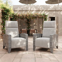 Garvee Outdoor Patio Recliner Chair, 175° Adjustable Wicker Lounge Chair with Footrest, Flip-Up Side Table & Removable Cushion for Porch, Deck, Poolside, Light Gray