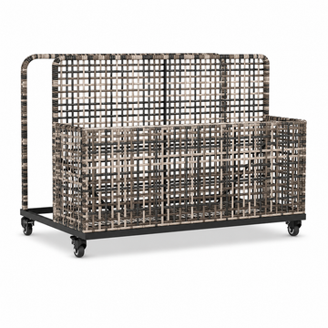 Garvee 2-Section Rolling Pool Float Storage Organizer, Outdoor Wicker PE Rattan Pool Caddy with Wheels for Pool Toys, Floats, Noodles & Patio Accessories, Grey
