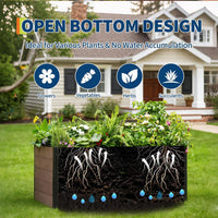 Garvee 48" x 25" x 29" Composite Raised Garden Bed, Wood-Look Open-Bottom Deep Planter Box with Reinforced Steel Corners for Vegetables, Herbs & Flowers, Brown