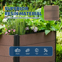 Garvee 48" x 25" x 29" Composite Raised Garden Bed, Wood-Look Open-Bottom Deep Planter Box with Reinforced Steel Corners for Vegetables, Herbs & Flowers, Brown