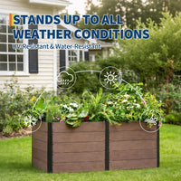 Garvee 48" x 25" x 29" Composite Raised Garden Bed, Wood-Look Open-Bottom Deep Planter Box with Reinforced Steel Corners for Vegetables, Herbs & Flowers, Brown