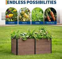 Garvee 48" x 25" x 29" Composite Raised Garden Bed, Wood-Look Open-Bottom Deep Planter Box with Reinforced Steel Corners for Vegetables, Herbs & Flowers, Brown