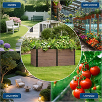 Garvee 48" x 25" x 29" Composite Raised Garden Bed, Wood-Look Open-Bottom Deep Planter Box with Reinforced Steel Corners for Vegetables, Herbs & Flowers, Brown