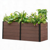 Garvee 48" x 25" x 29" Composite Raised Garden Bed, Wood-Look Open-Bottom Deep Planter Box with Reinforced Steel Corners for Vegetables, Herbs & Flowers, Brown - Brown