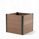 Garvee 25" × 25" × 23" Wood-Look Composite Raised Garden Bed, Planter Box with Bottom Panel & Drainage, Brown - Brown