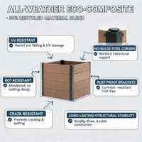 Garvee 25" × 25" × 23" Wood-Look Composite Raised Garden Bed, Planter Box with Bottom Panel & Drainage, Brown