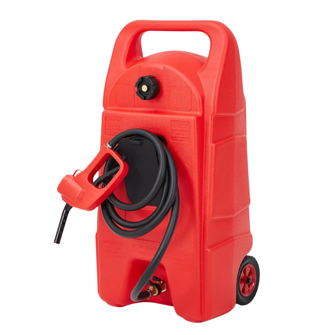 Garvee 15 Gallon Gas Can Heavy-Duty Fuel Tank With Manual Transfer Pump & 10FT Hose Portable Gas Caddy With Wheels Leak-Proof Gas Container For Lawn Mowers Cars Boats ATVs, Red