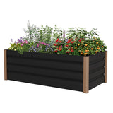 Garvee 8' × 3.3' × 1.3' Aluminum Raised Garden Bed, Heavy Duty Deep Planter Box for Vegetables & Flowers, Gray - Gray