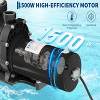 Garvee 1.5HP Pool Pump 1100W, 220V Swimming Pool Pump for Above Ground & Inground Pools, High Flow Copper Motor, Durable Thermoplastic Body with Strainer Basket