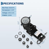 Garvee 2.0 HP Pool Pump, 1500W Dual Voltage 115/220V Above Ground & Inground Swimming Pool Pump with Strainer Basket, High Flow Water Circulation Pump