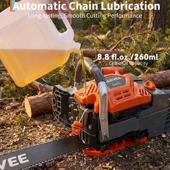 Garvee 16 Inch Gas Chainsaw 52cc 2-Stroke, 2.2KW Powerful Engine, Auto Chain Lubrication, Quick Start, Anti-Vibration, Tree Trimming & Wood Cutting
