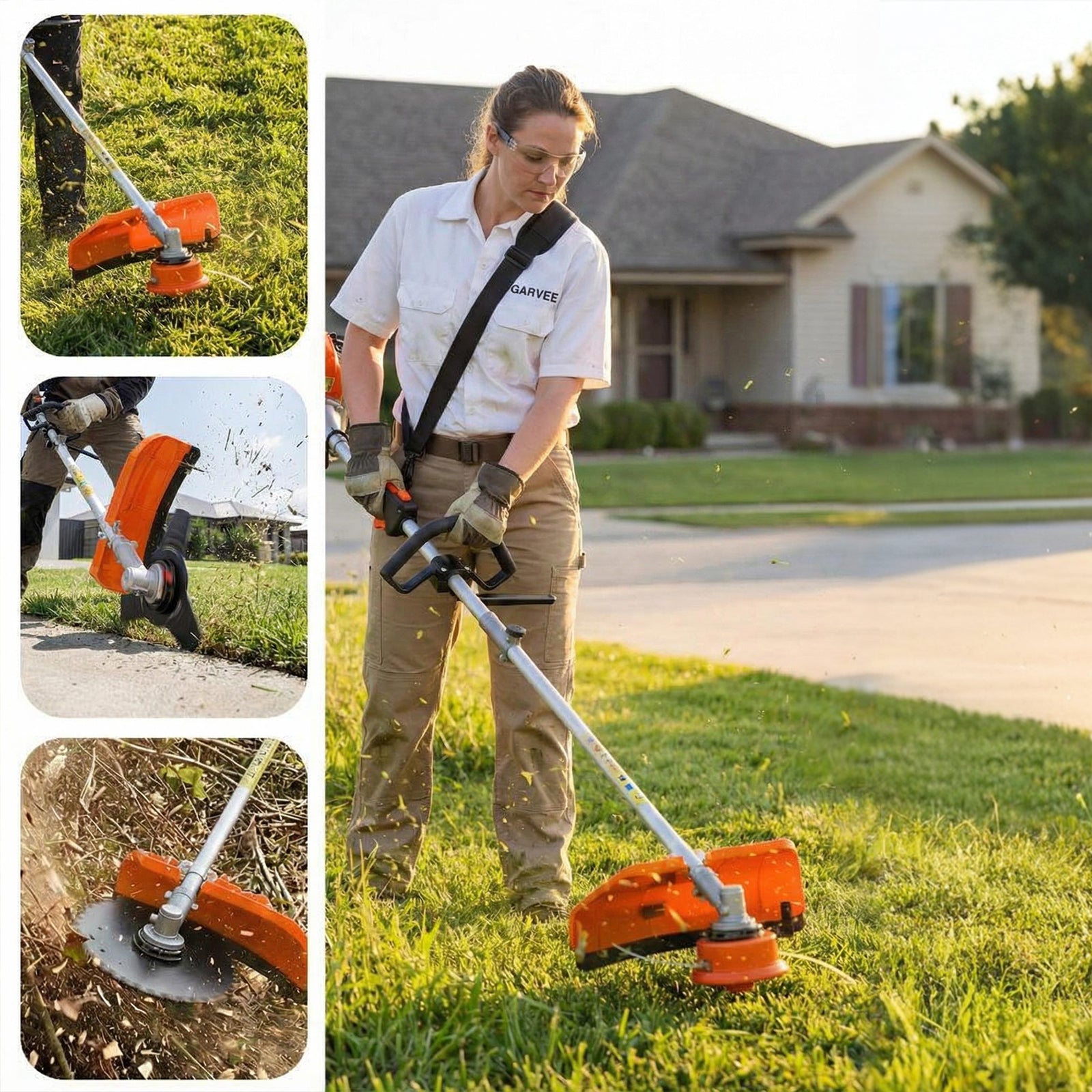 Garvee 43cc Gas String Trimmer, 3-in-1 Weed Wacker & Brush Cutter, 17" Cutting Path, Anti-Vibration, Aluminum Shaft, Shoulder Strap