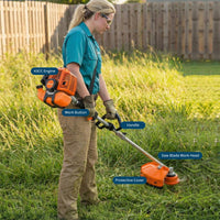 Garvee 43cc Gas String Trimmer, 3-in-1 Weed Wacker & Brush Cutter, 17" Cutting Path, Anti-Vibration, Aluminum Shaft, Shoulder Strap