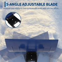 Garvee 29"W X 20"H Metal Snow Shovel for Driveway, Large Ergonomic Snow Pusher Shovel with Wheels & Adjustable Angle Blade, Perfect for Doorway, Sidewalk & Garden, Navy Blue