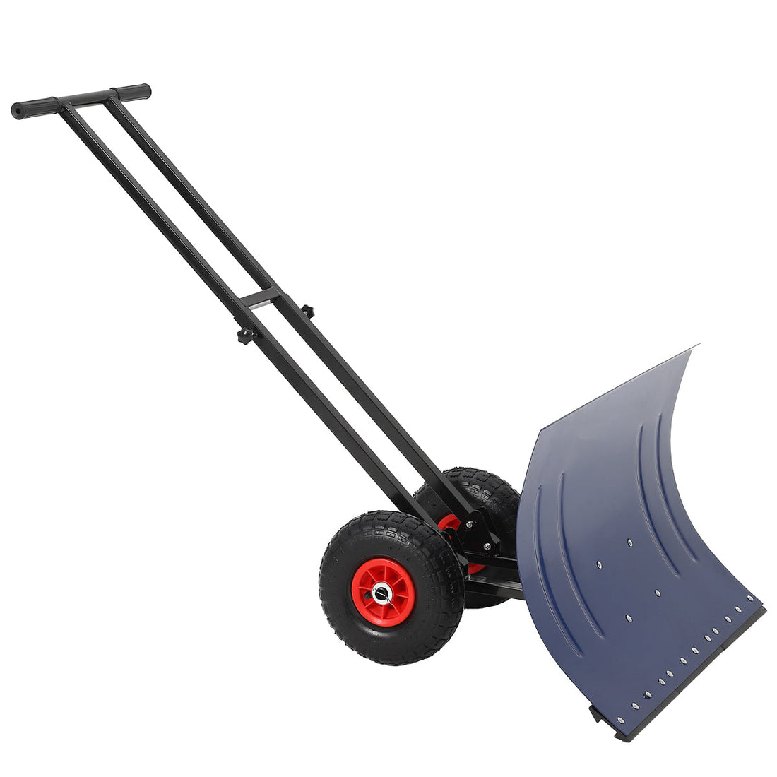 Garvee 29"W X 20"H Metal Snow Shovel for Driveway, Large Ergonomic Snow Pusher Shovel with Wheels & Adjustable Angle Blade, Perfect for Doorway, Sidewalk & Garden, Navy Blue