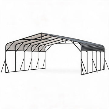 Garvee 20'×25' Heavy Duty Metal Carport, Galvanized Steel Roof Outdoor Car Shelter for SUV, Truck & Boat, Gray