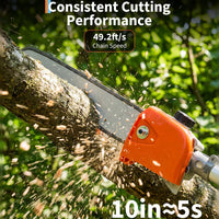 Garvee 52cc Gas Pole Saw, 12" Bar 2-Stroke Tree Pruner with 9.5 ft Extendable Reach, Anti-Vibration Handle, Auto Oiler, Aluminum Shaft for Tree Trimming