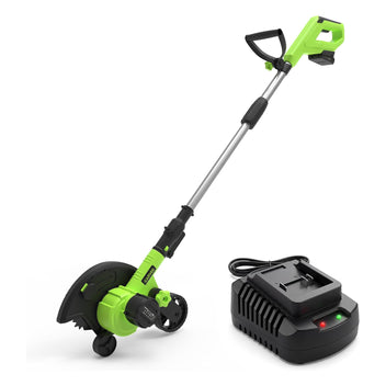 Garvee Cordless Lawn Edger 20V – 9-Inch Steel Blade, 4.0Ah Battery, Dual Wheels, Adjustable Depth for Driveway, Sidewalk & Garden, Light Green