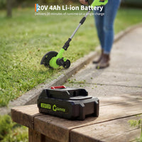 Garvee Cordless Lawn Edger 20V – 9-Inch Steel Blade, 4.0Ah Battery, Dual Wheels, Adjustable Depth for Driveway, Sidewalk & Garden, Light Green