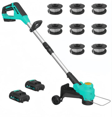 Garvee 20V Cordless String Trimmer, 12-Inch Grass Edger with 2.0Ah Battery & Charger, 8 Replacement Spools, Lightweight Electric Weed Wacker for Lawn, Patio & Garden, Black & Blue