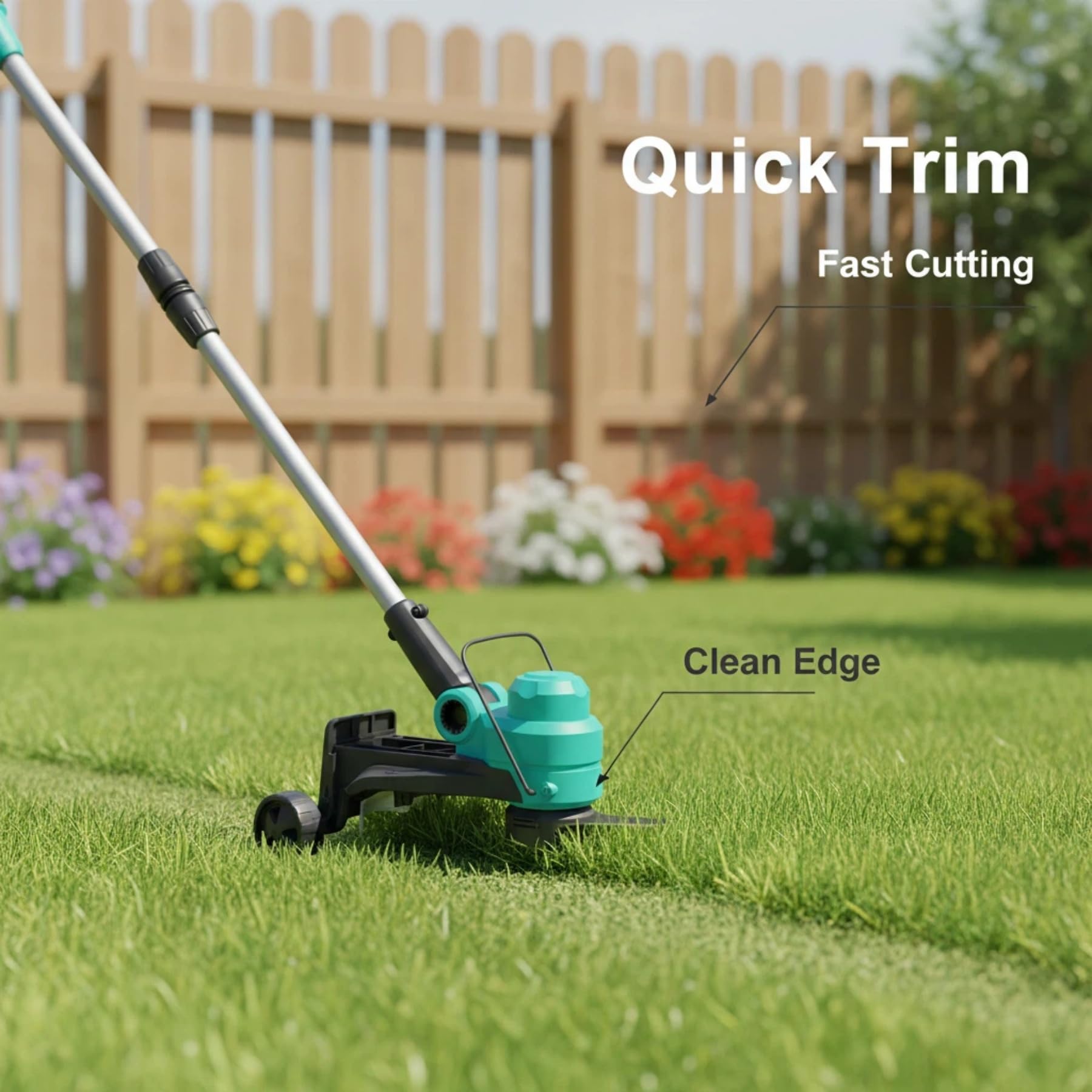 Garvee 20V Cordless String Trimmer, 12-Inch Grass Edger with 2.0Ah Battery & Charger, 8 Replacement Spools, Lightweight Electric Weed Wacker for Lawn, Patio & Garden, Black & Green