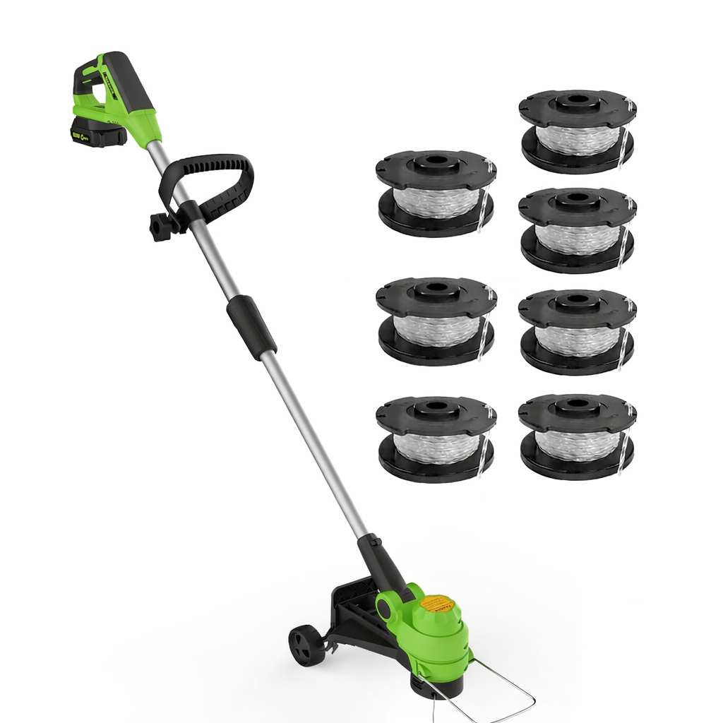 Garvee 20V Cordless String Trimmer, 12-Inch Lightweight Grass Trimmer with 2.0Ah Battery & Charger, 8 Replacement Spools, Portable Electric Weed Wacker for Lawn, Patio & Garden, Black & Green