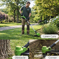 Garvee 20V Cordless String Trimmer, 12-Inch Lightweight Grass Trimmer with 2.0Ah Battery & Charger, 8 Replacement Spools, Portable Electric Weed Wacker for Lawn, Patio & Garden, Black & Green