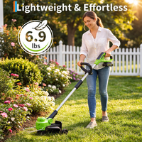 Garvee 20V Cordless String Trimmer, 12-Inch Lightweight Grass Trimmer with 2.0Ah Battery & Charger, 8 Replacement Spools, Portable Electric Weed Wacker for Lawn, Patio & Garden, Black & Green
