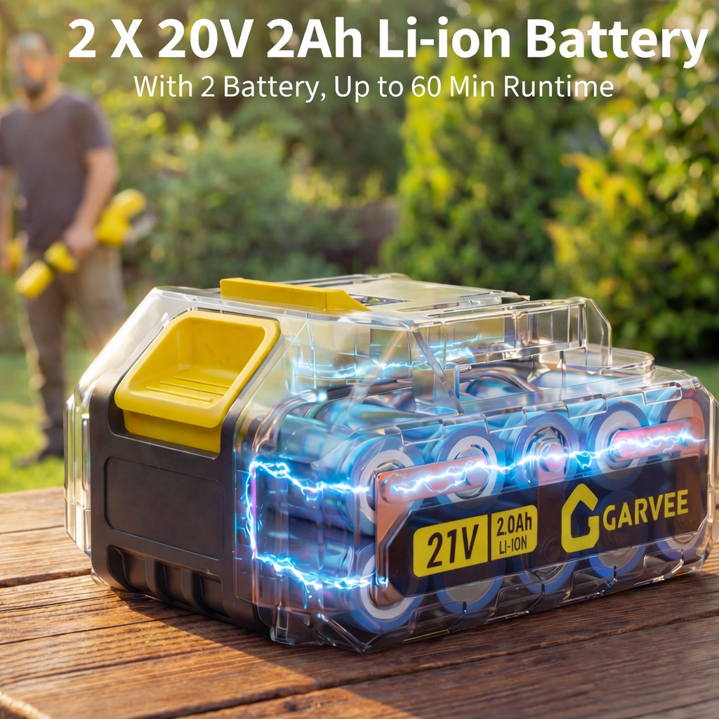 Garvee 20V Cordless String Trimmer, 12-Inch Cutting Path, 2.0Ah Battery & Charger Included, 8 Replacement Spools, Lightweight Electric Weed Wacker for Lawn & Garden, Black & Yellow